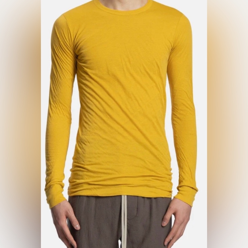RICK OWENS Double LS T-Shirt in lemon size XXL